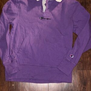 Champion Pullover Sweatshirt Men's Small Purple Mock Neck Long Sleeve Cotton